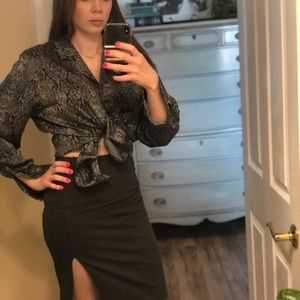 Vintage Silk Snake Skin Print Button Down Shirt